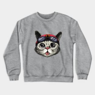 Bikers Cat lil bub kitten tees Crewneck Sweatshirt